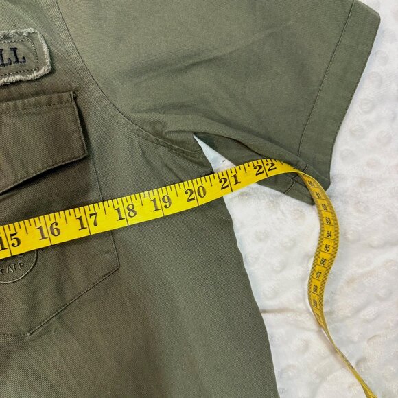 Hard Rock Cafe Military Green Button Up Short Sleeve Shirt Venice Mens Small EUC - Picture 5 of 6